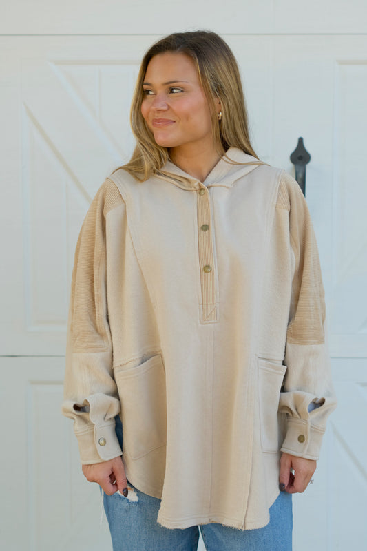 Beige Dove Pullover Hoodie